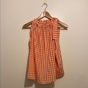FREY COMO 1899 Made in Italy Orange Gingham Sleeveless silk Top. Sizes M